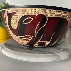 Handcrafted African Mahogany Bowl - Red and Black